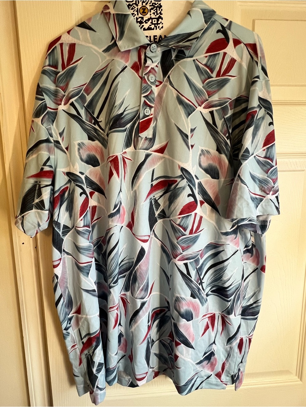 Walter Hagen XL Tropical Floral Golf Polo Blue Red Performance Shirt